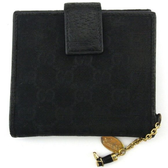 GUCCI W Hook Wallet GG Canvas Canvas ~ Leather Auth Used T19021 - Picture 6 of 10